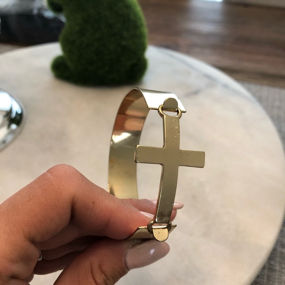 Gold Cross Arm Cuff Bangle